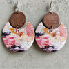 Crescent Moon & Wooden Drop Earrings