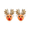 Crystal Brown Reindeer Stud Earrings