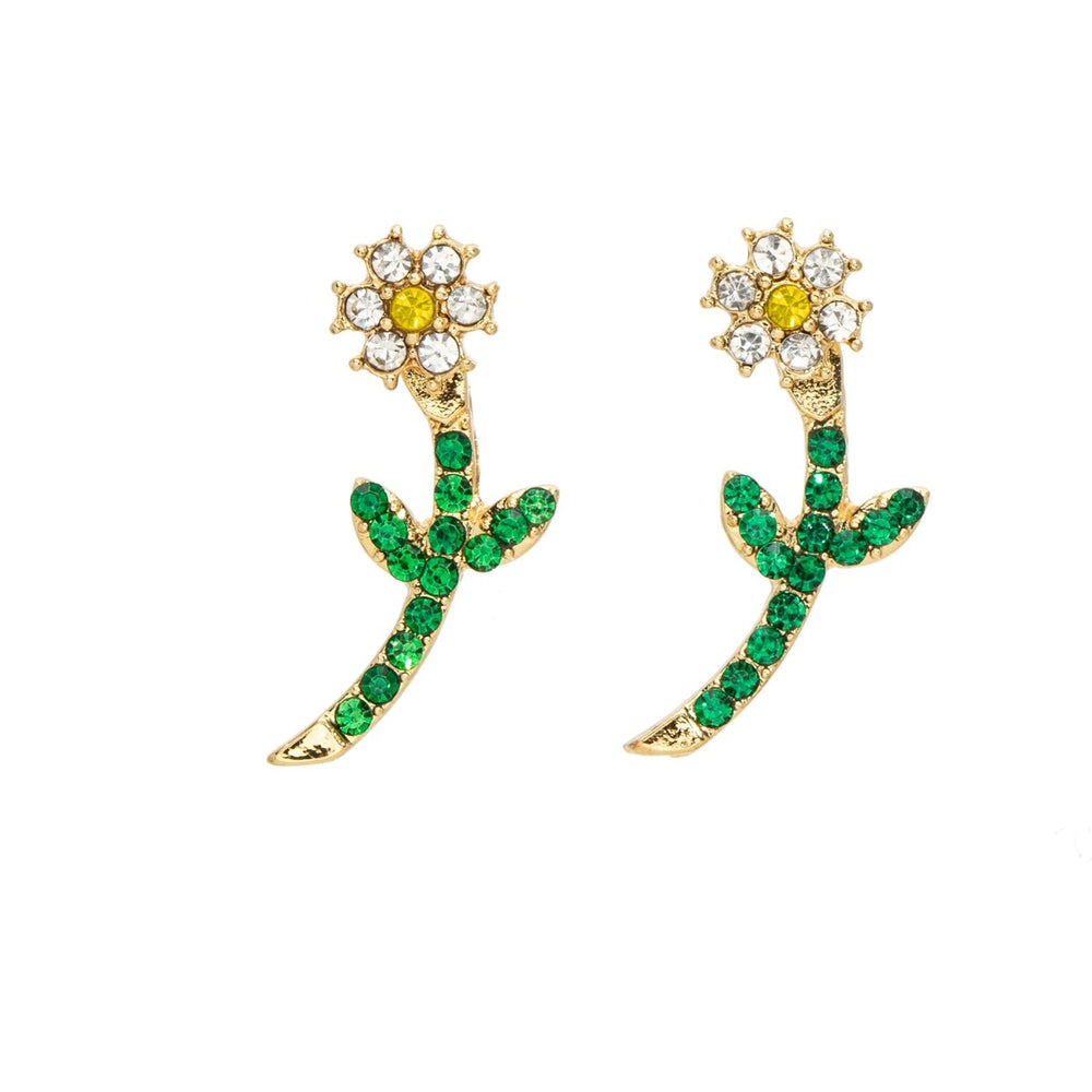 Crystal Daisy Flower Stud Earrings