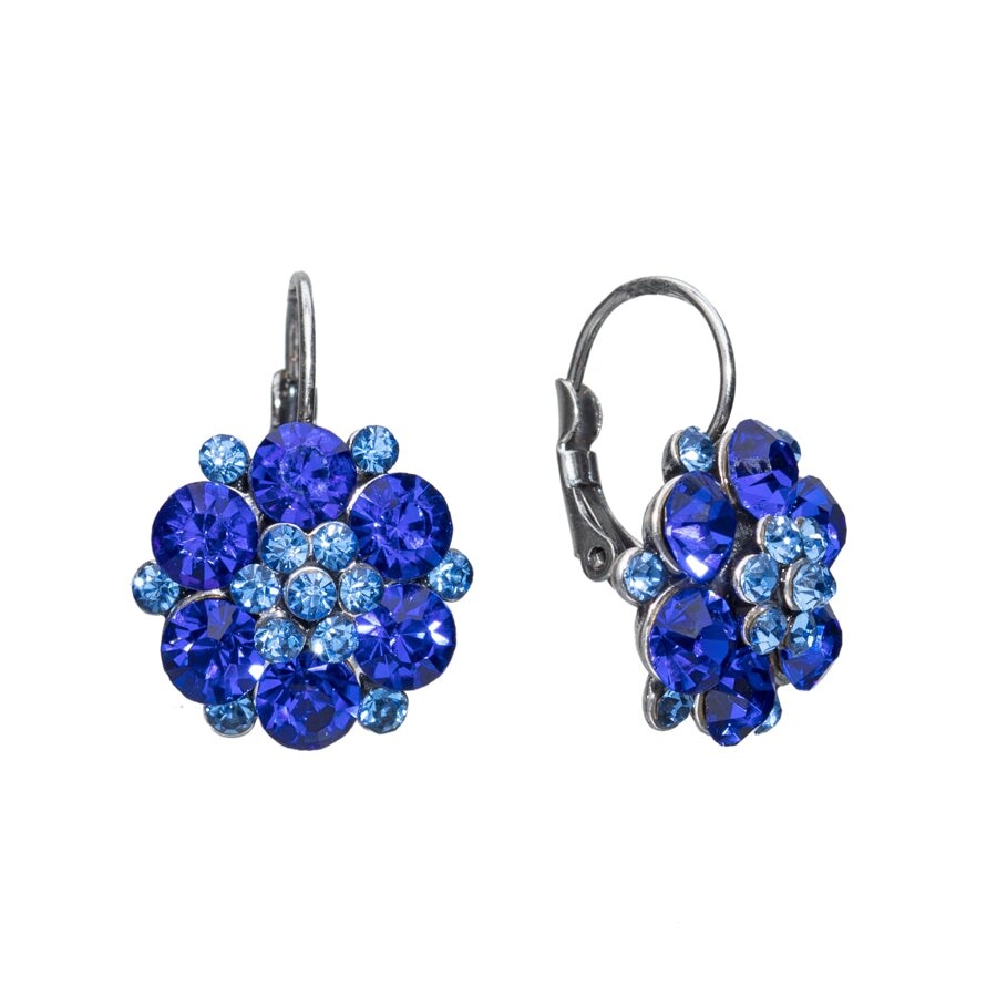 Crystal Floral Leverback Earrings