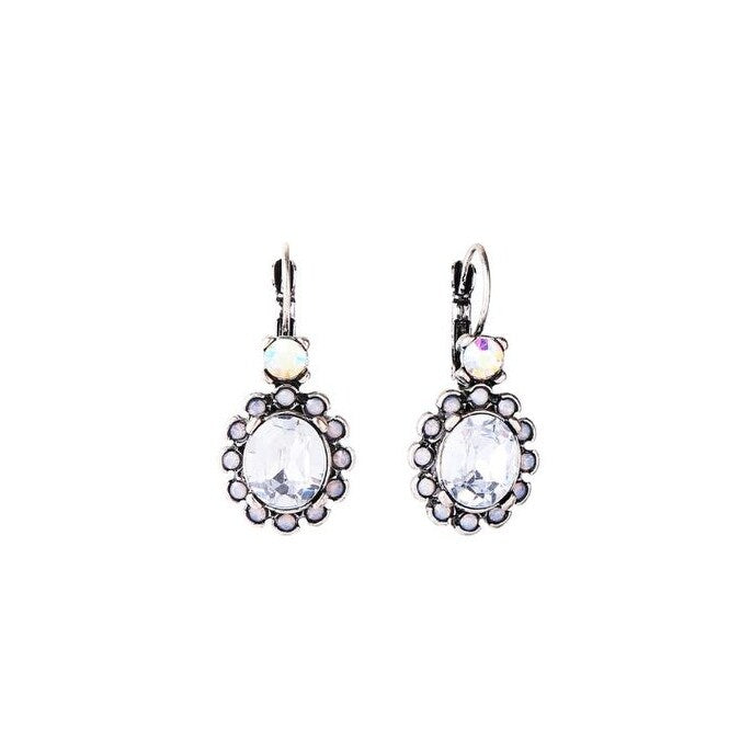 Crystal Flower Leverback Earrings