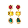 Crystal Geometric Teardrop Sun Drop Earrings