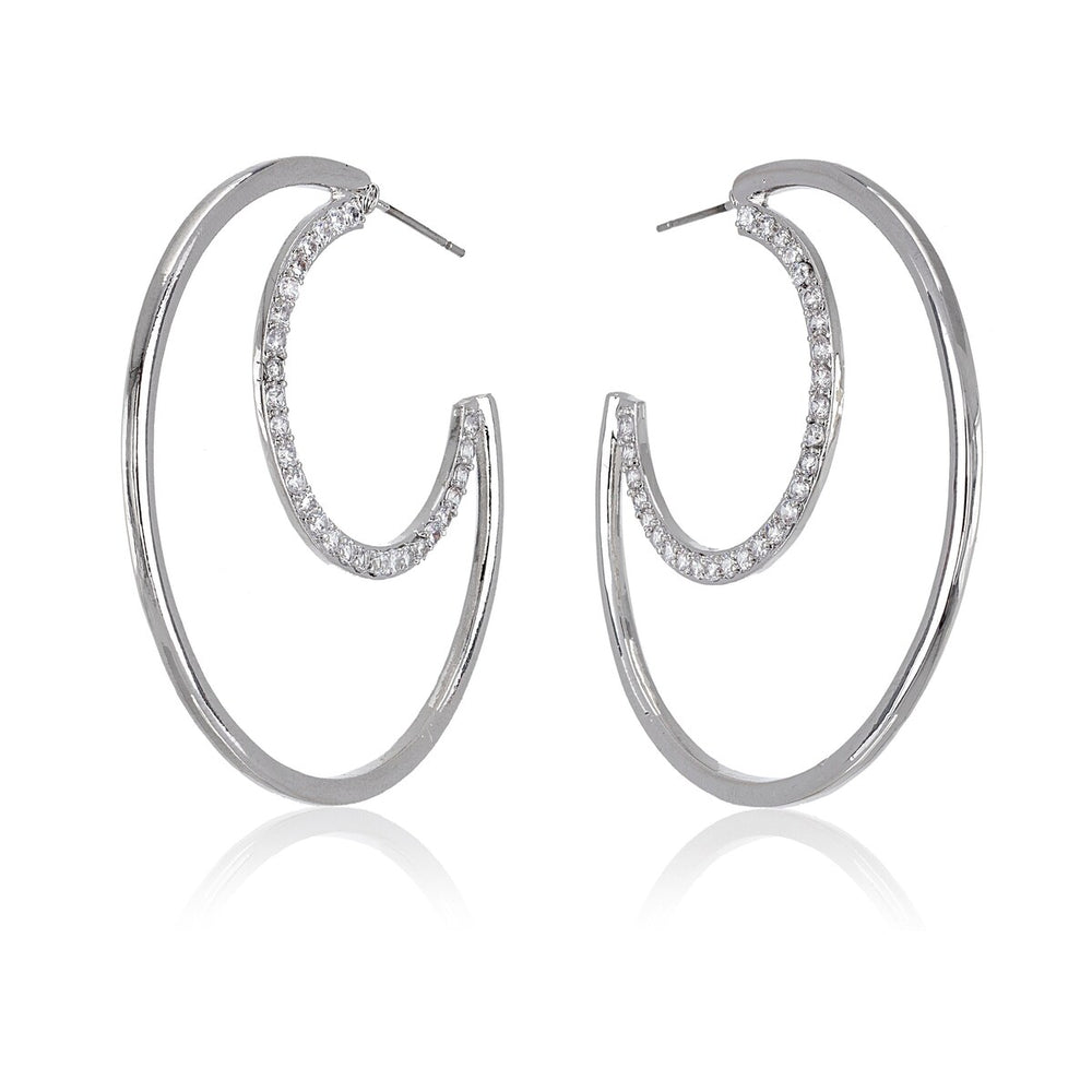 Crystal Half Moon Hoop Earrings