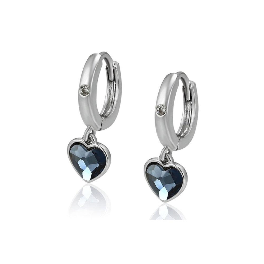 Crystal Heart Huggie Hoop Earrings