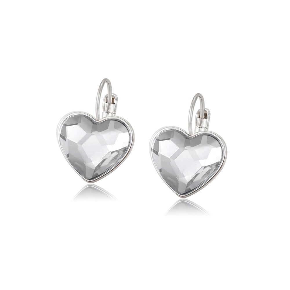 Crystal Heart Leverback Earrings