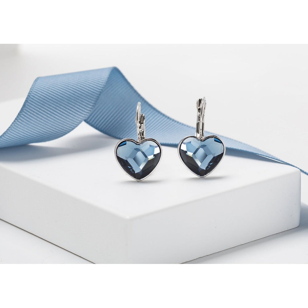 Crystal Heart Leverback Earrings