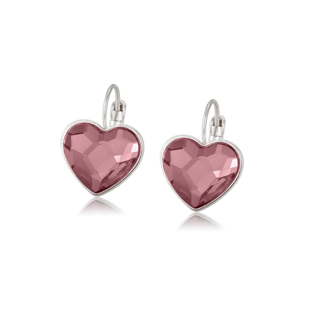 Crystal Heart Leverback Earrings