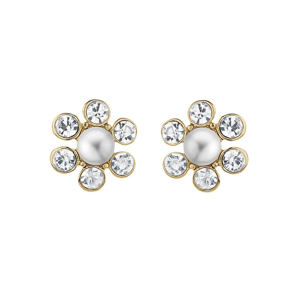 Crystal Imitation Pearl Flower Stud Earrings