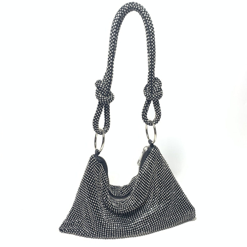 Crystal Mesh Bag In Black