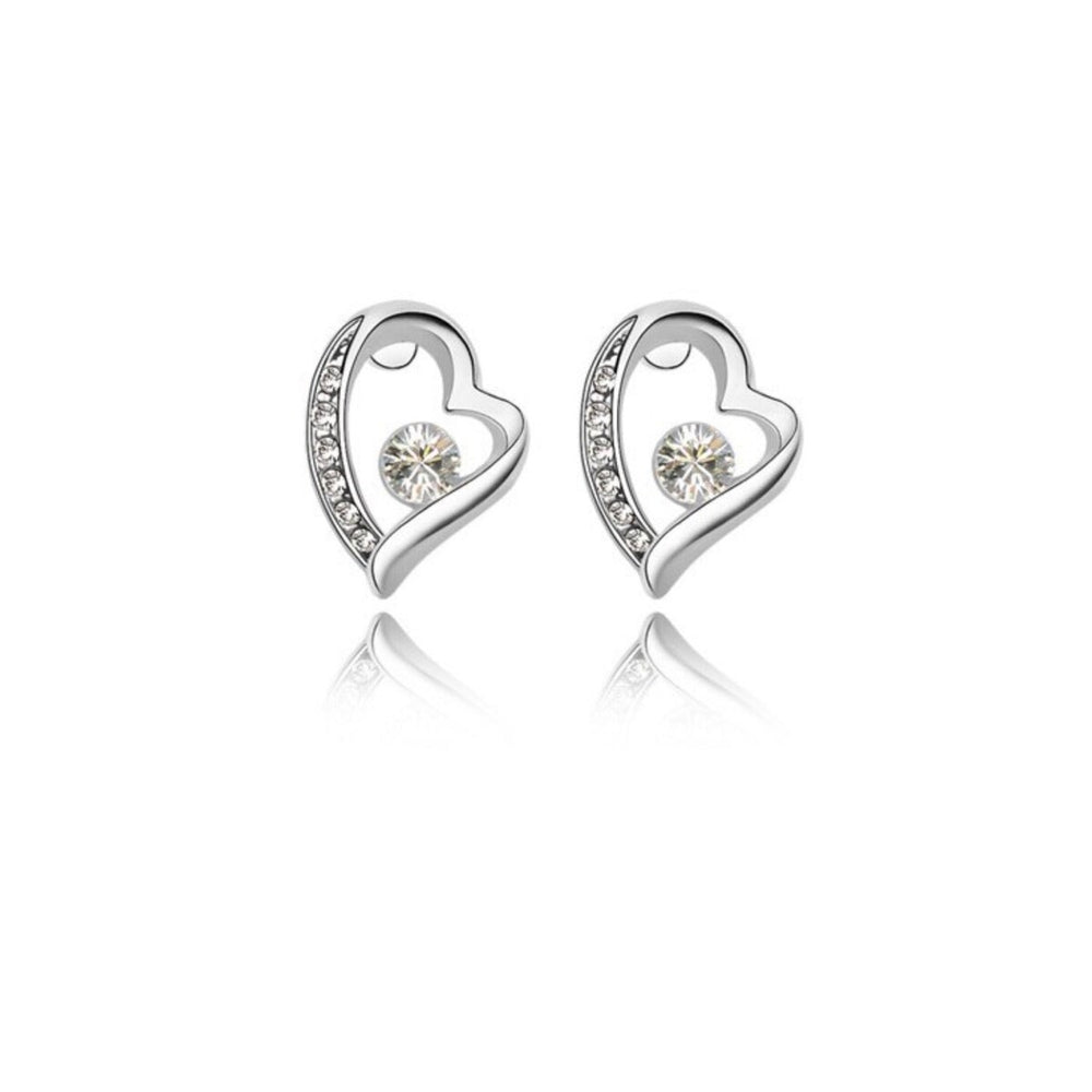 Crystal Pave Open Heart Stud Earrings