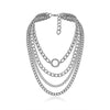 Crystal Silvertone Curb Chain Layered Necklace - White