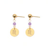 Crystal & 18k Goldtone Plated Astrological Sign Drop Earrings