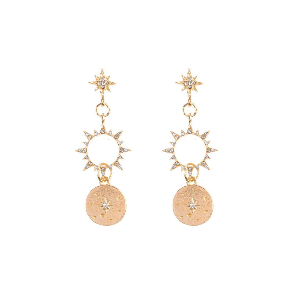 Crystal & Goldtone Sun Star Drop Earrings