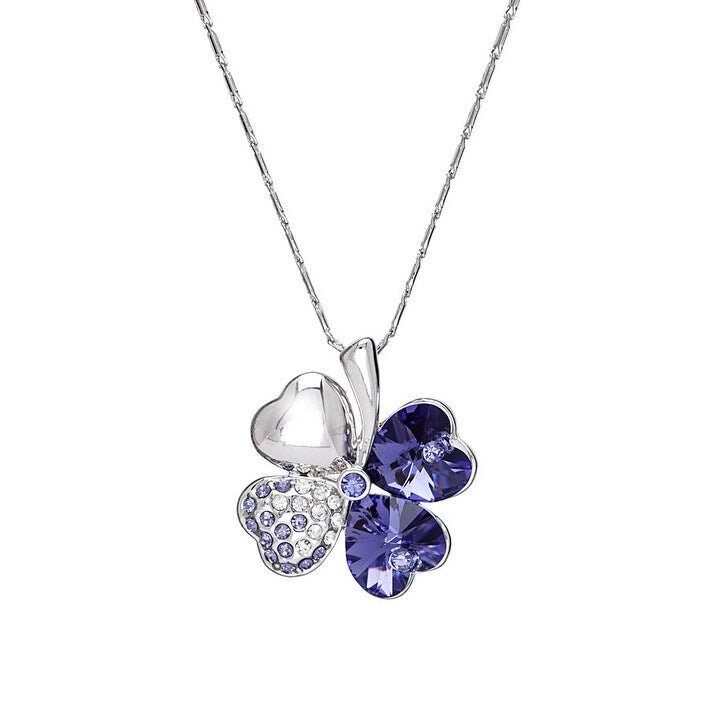 Crystal & Pave Four Leaf Clover Pendant Necklace