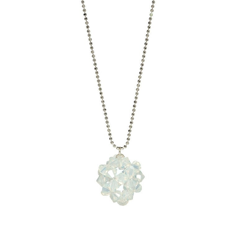 Crystal & Silvertone Cluster Pendant Necklace - White