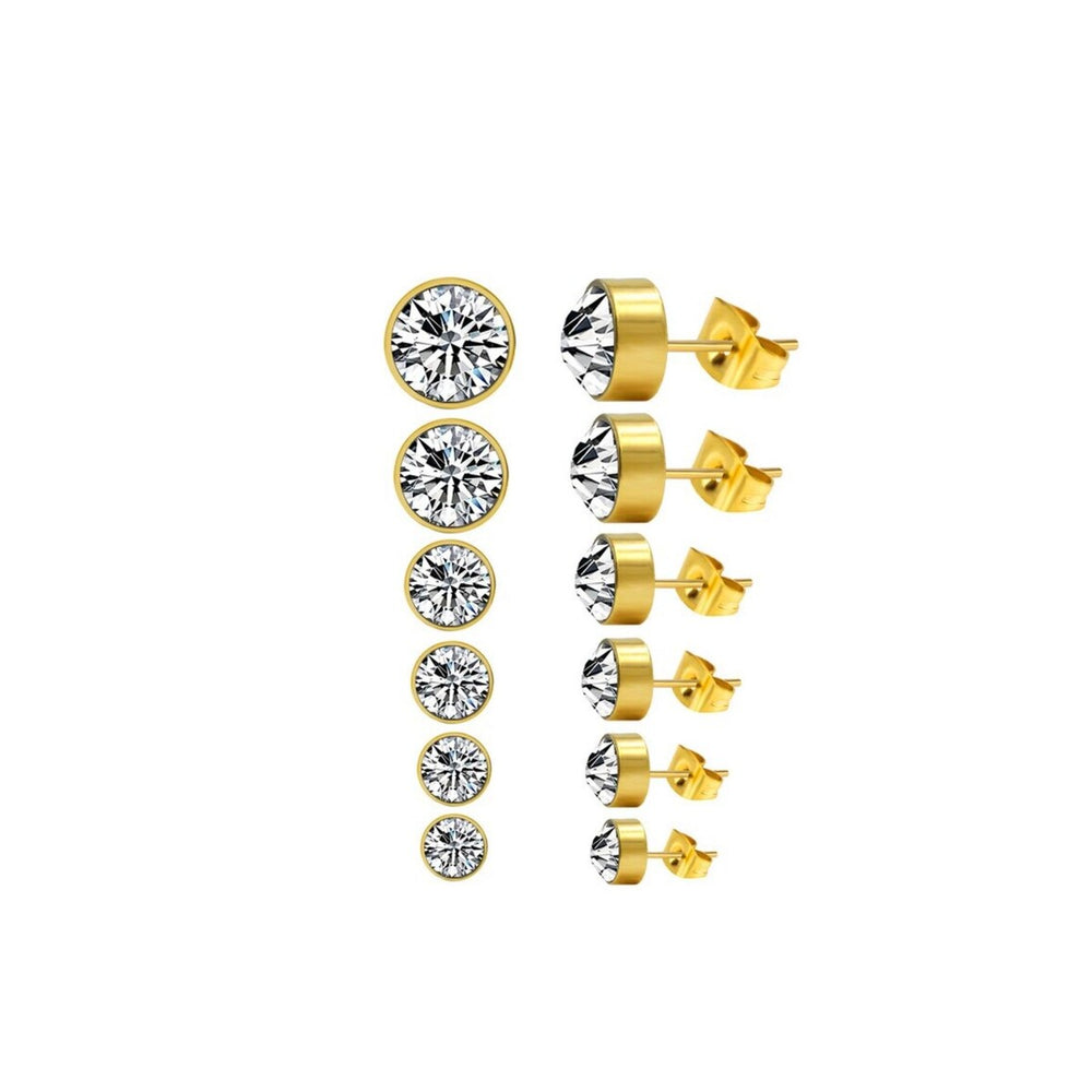 Crystal and Goldtone Graduated Stud Earring Set