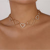 Crystal and Goldtone Open Heart Choker Necklace - White