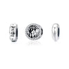 Cubic Zircoia & Sterling Silver "Love" Charm -Set of Three