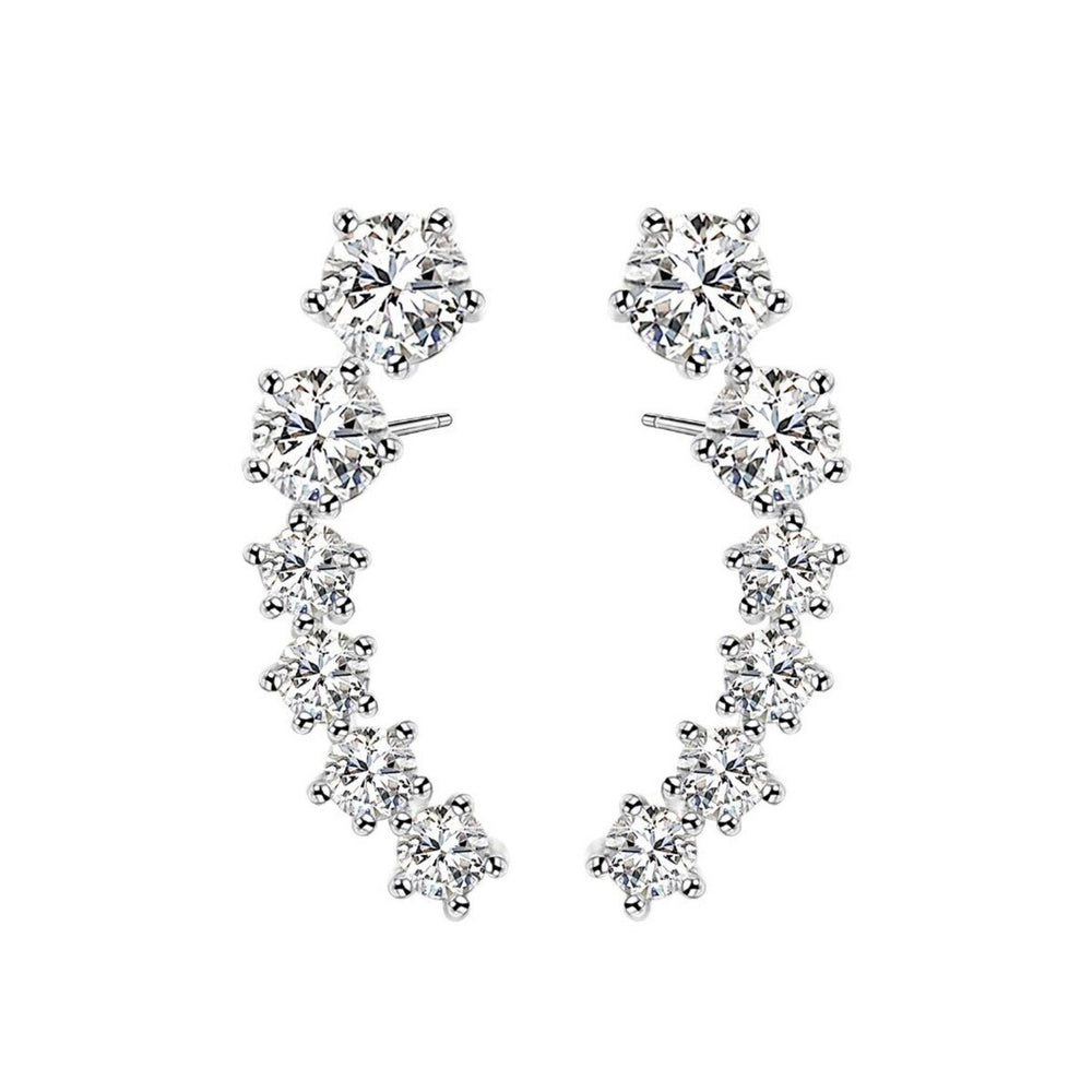 Cubic Zirconia Clear Graduated Ear Climbers