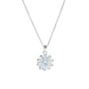 Cubic Zirconia Flower Sterling Silver Pendant Necklace - White