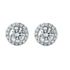 Cubic Zirconia Silvertone Halo Stud Earrings