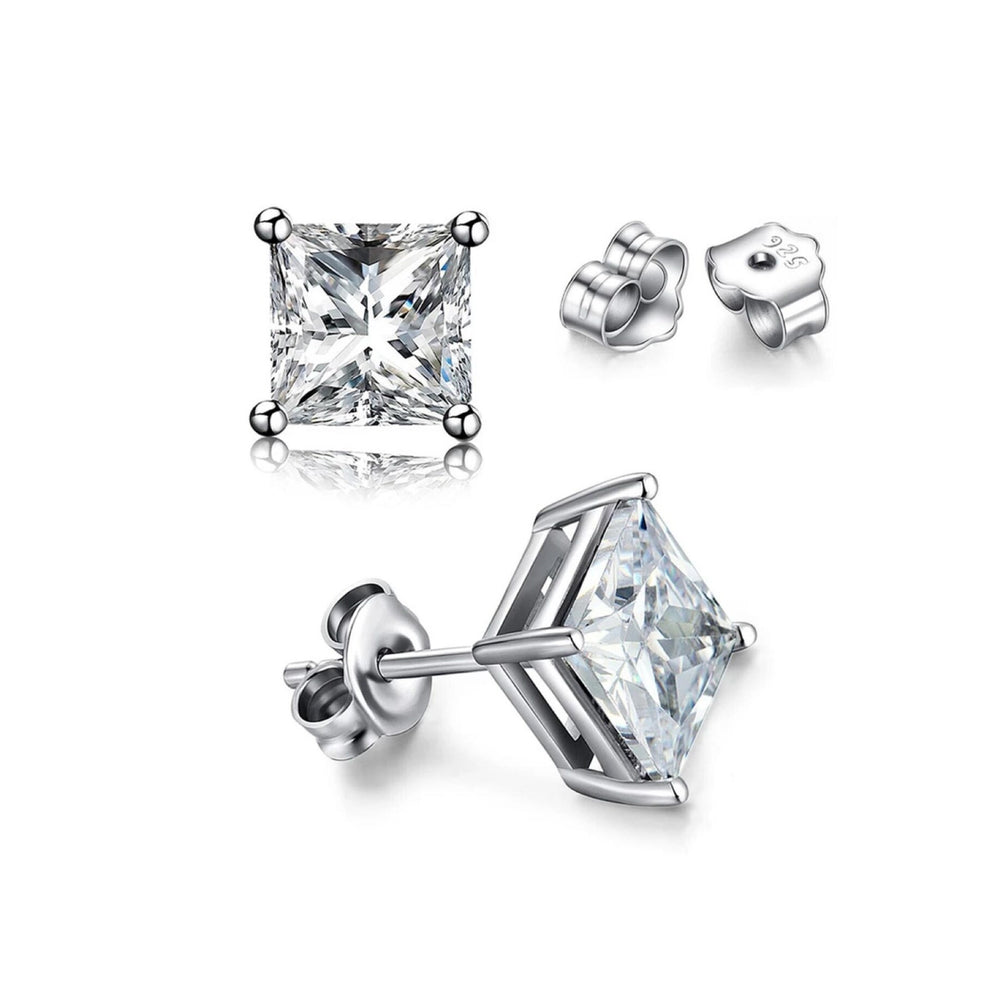 Cubic Zirconia Square Stud Earrings