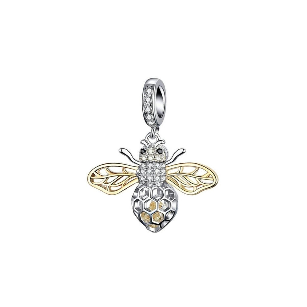 Cubic Zirconia Sterling Silver Bee Charm