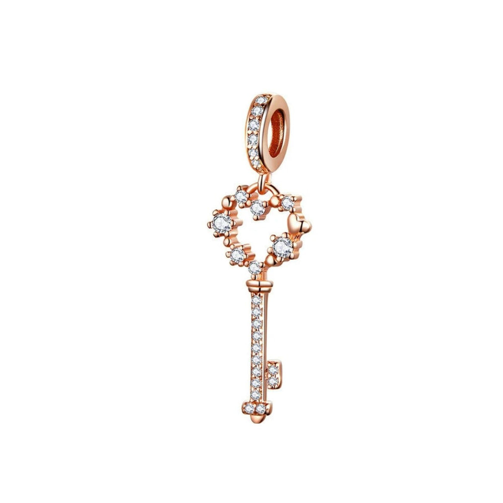 Cubic Zirconia & 15k ROse Gold-Plated Key Charm