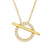 Cubic Zirconia & Goldtone Circular Bar Pendant Necklace - White