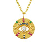 Cubic Zirconia & Goldtone Circular Evil Eye Pendant Necklace - White