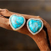 Cubic Zirconia & Howlite Heart Studs Earrings