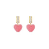 Cubic Zirconia & Pink Heart Channel Set Hoop Earrings