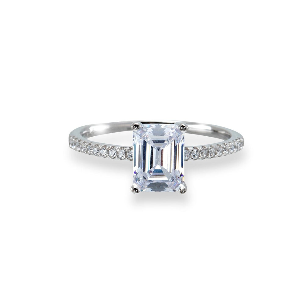 Cubic Zirconia & Sterling Silver Baguette-Cut Ring