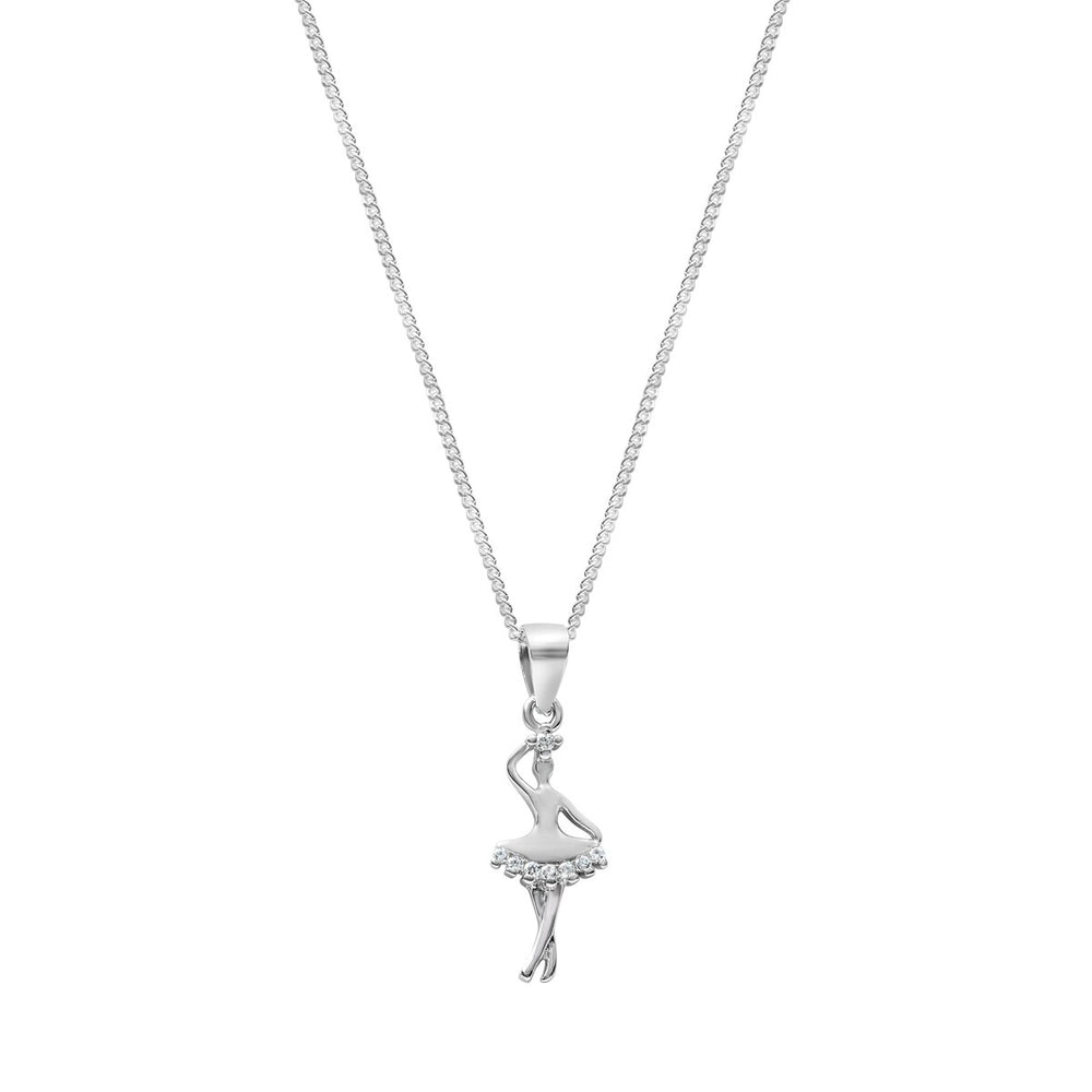 Cubic Zirconia & Sterling Silver Ballerina Pendant Necklace - White