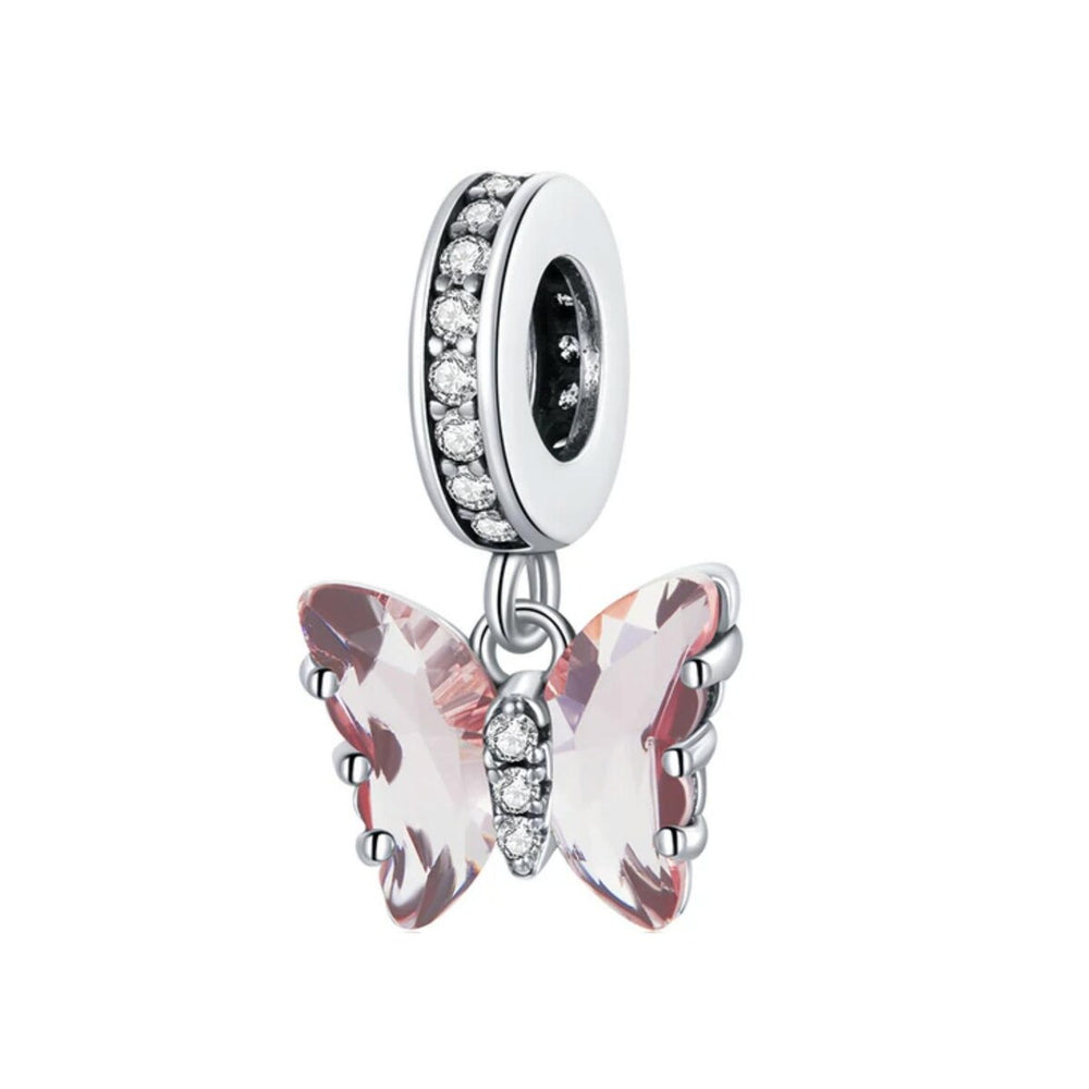 Cubic Zirconia & Sterling Silver Butterfly Charm