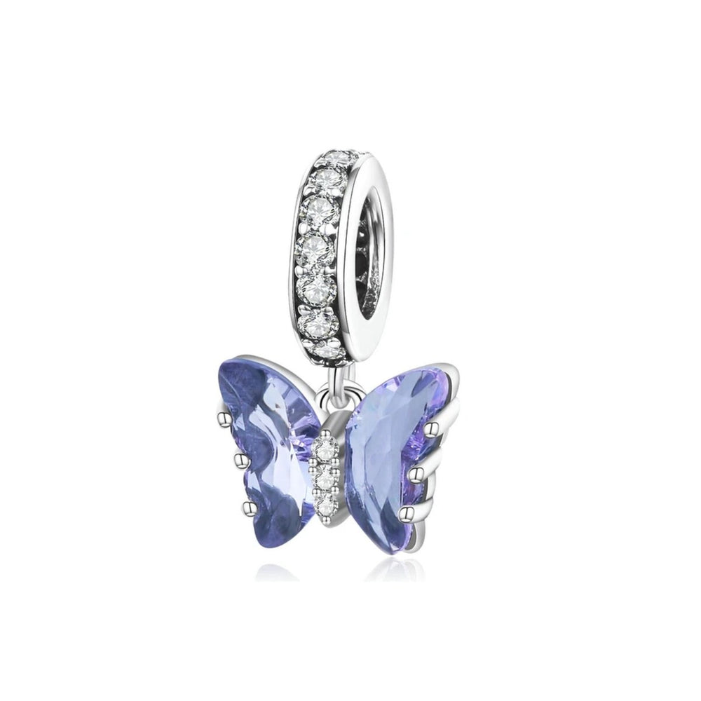 Cubic Zirconia & Sterling Silver Butterfly Charm