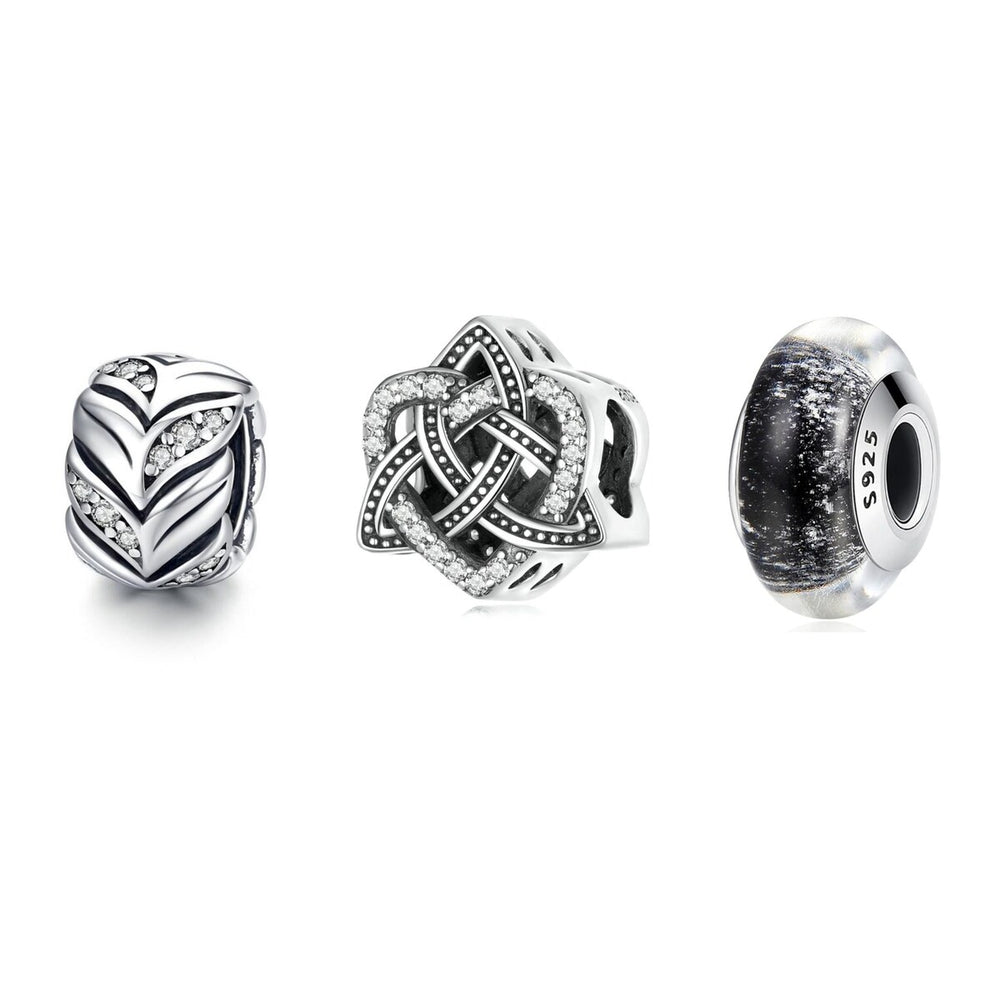 Cubic Zirconia & Sterling Silver Celtic Charm-Set of Three