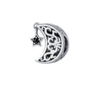 Cubic Zirconia & Sterling Silver Crescent Moon & Star Charm