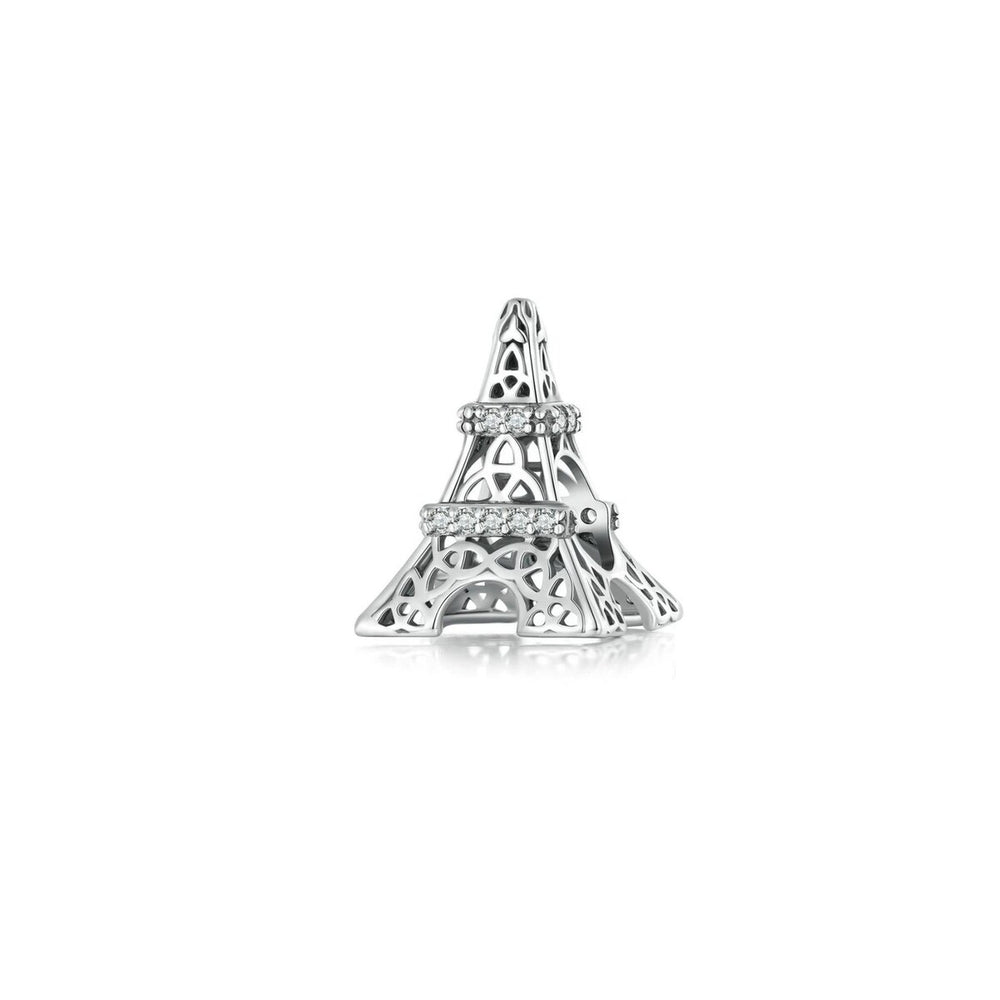 Cubic Zirconia & Sterling Silver Eiffel Tower Bead Charm