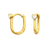 Cubic Zirconia & Sterling Silver Gold-Plated Heart Huggie Earrings