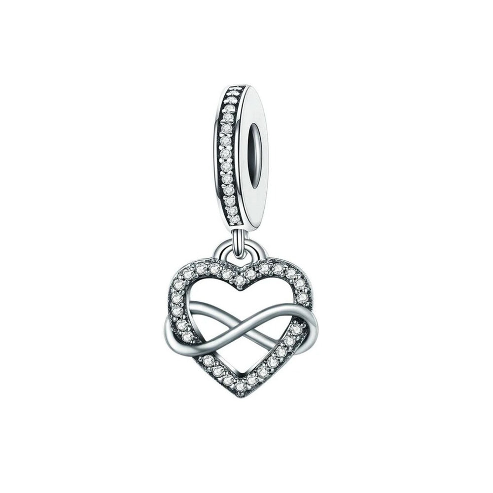 Cubic Zirconia & Sterling Silver Heart Infinity Love Charm