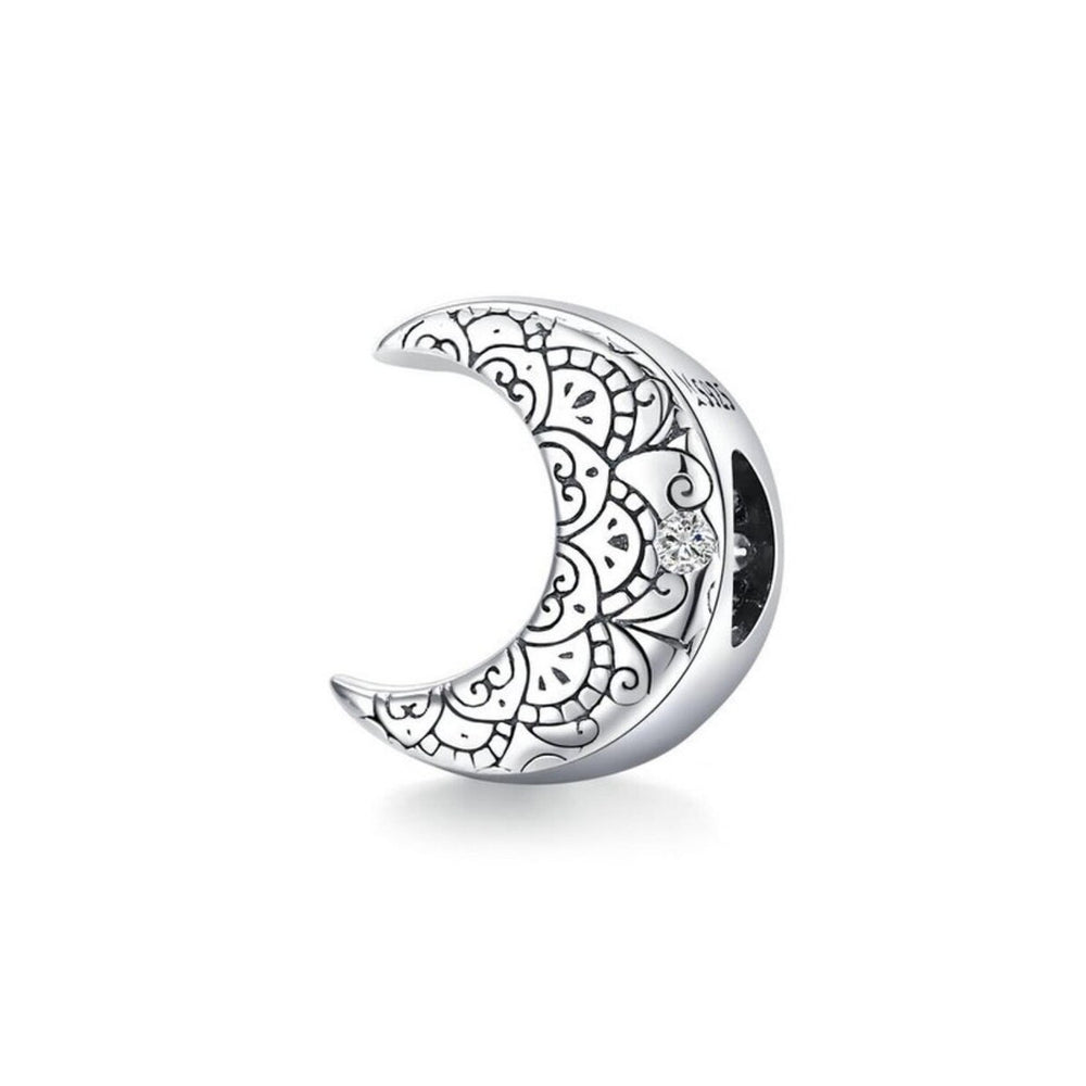 Cubic Zirconia & Sterling Silver Henna Moon Charm