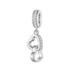 Cubic Zirconia & Sterling Silver Interlocking Heart Charm