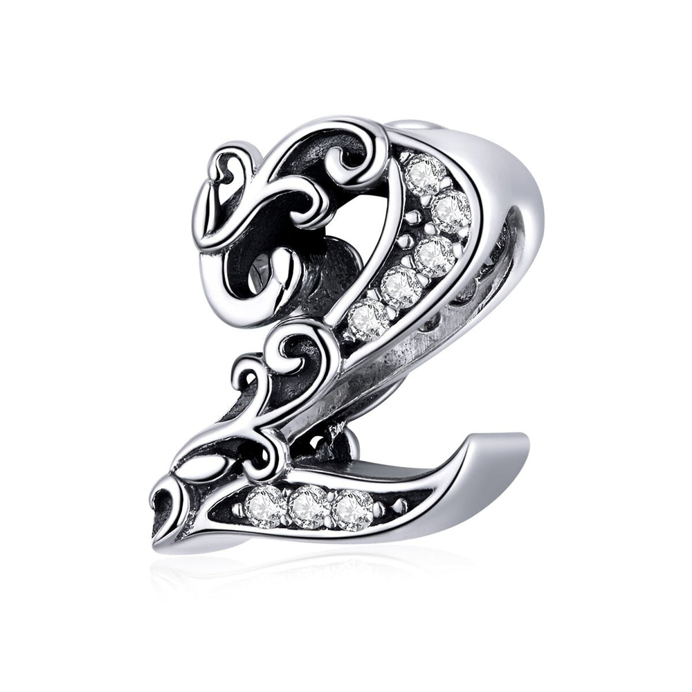 Cubic Zirconia & Sterling Silver Number Charm