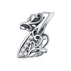 Cubic Zirconia & Sterling Silver Number Charm