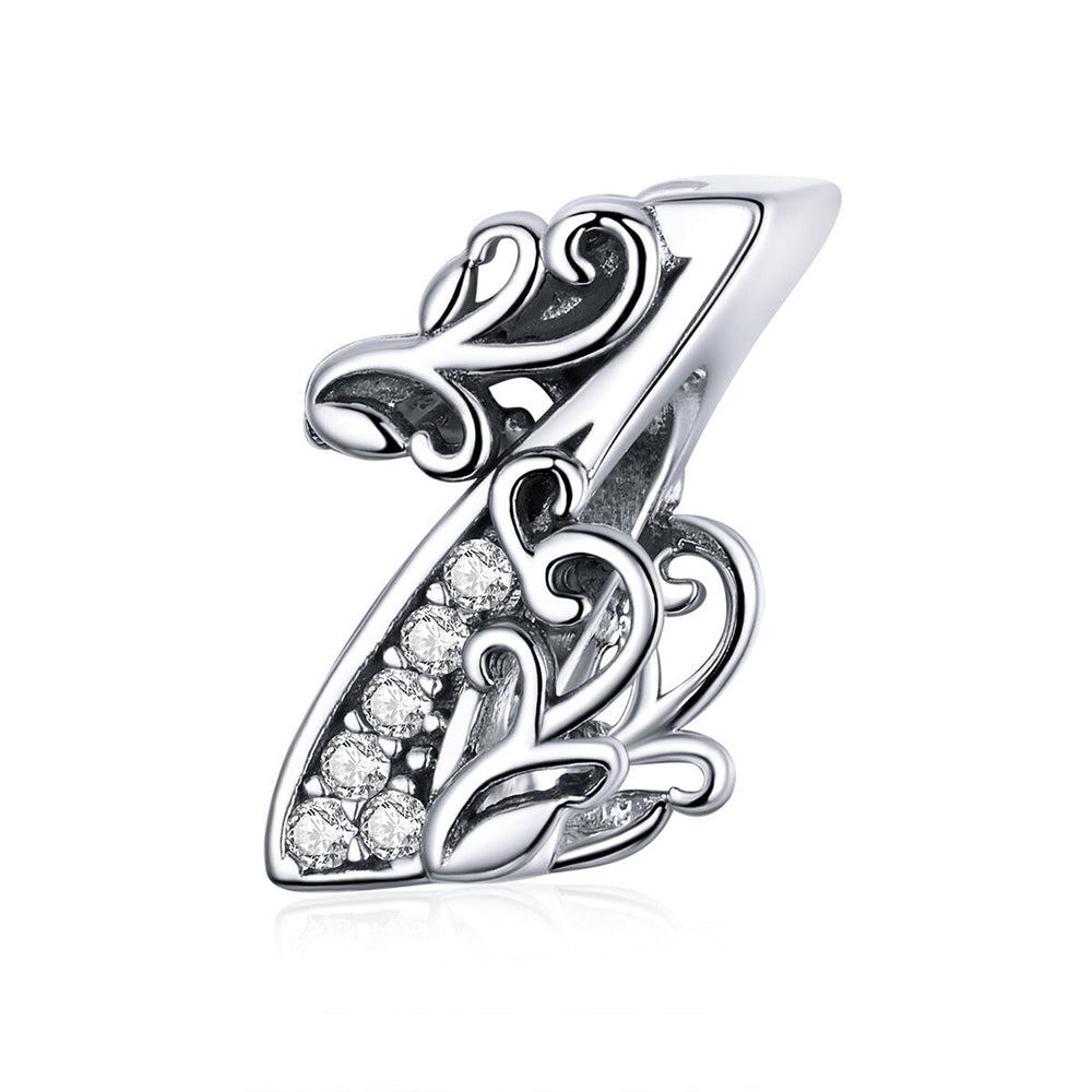 Cubic Zirconia & Sterling Silver Number Charm