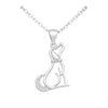 Cubic Zirconia & Sterling Silver Open Dog Pendant Necklace - White