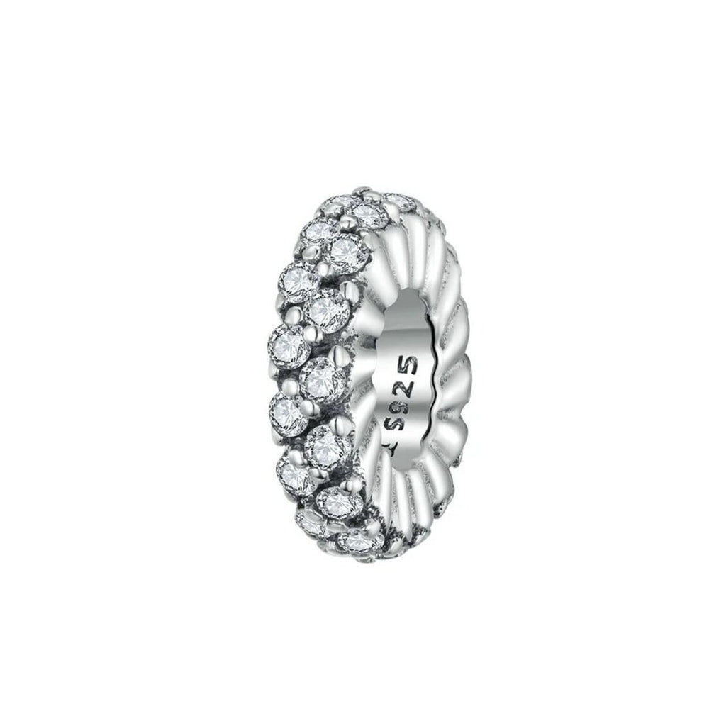 Cubic Zirconia & Sterling Silver Pavé Rondelle Charm