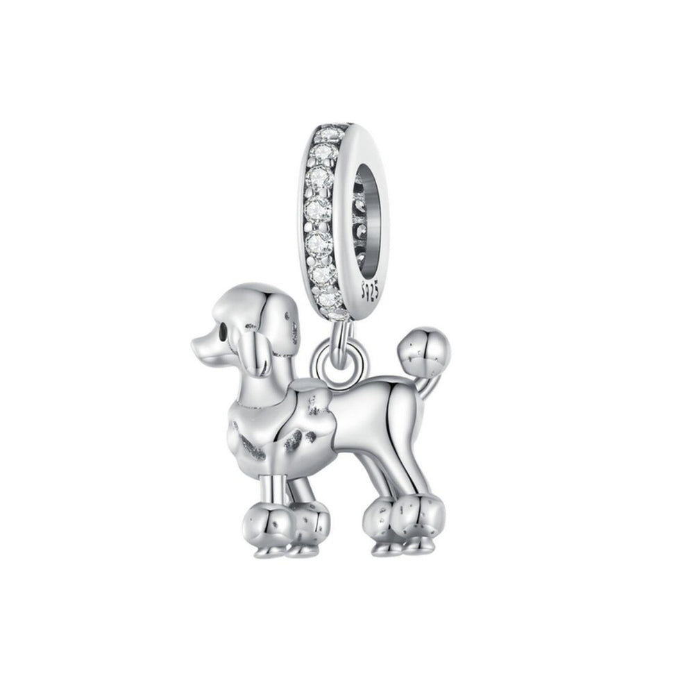 Cubic Zirconia & Sterling Silver Poodle Charm