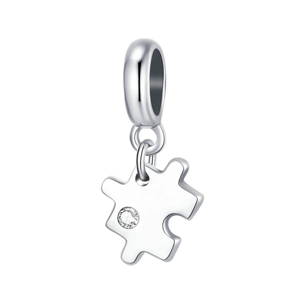 Cubic Zirconia & Sterling Silver Puzzle Charm